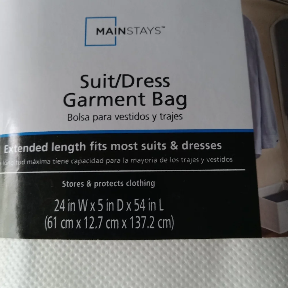 NWT Mainstays suits/dresses Long garment bag 24 W x 5 D x 54 L